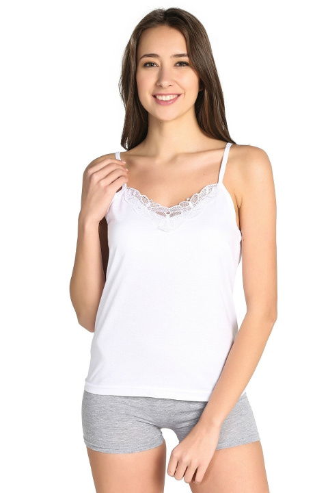 Pamuklu Dantelli İp Askılı Atlet Tutku 0139 - 2