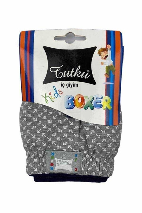 Pamuklu Desenli Erkek Çocuk Boxer Tutku 0250 - Gri