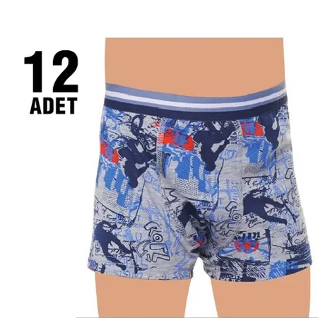 Tutku Pamuklu Eğlenceli Desenli Erkek Çocuk Boxer Tutku 0254