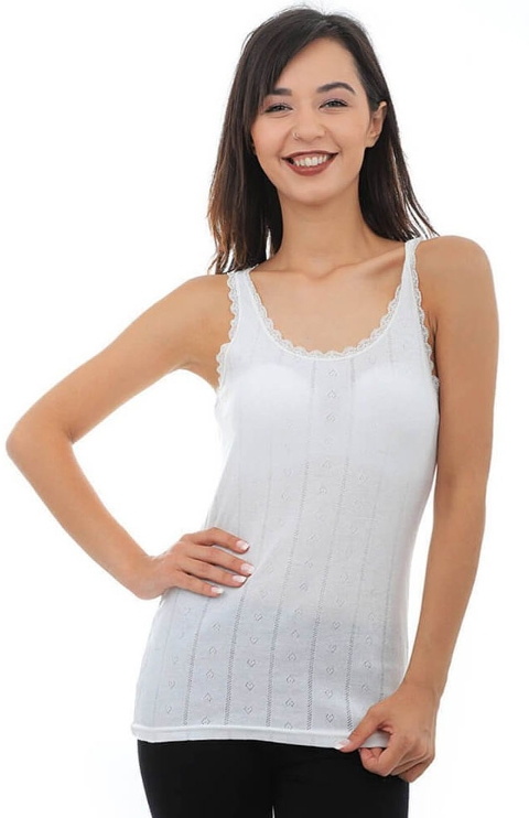 Kalın Askılı Pamuklu Atlet Kadın Tutku 0201 - Beyaz