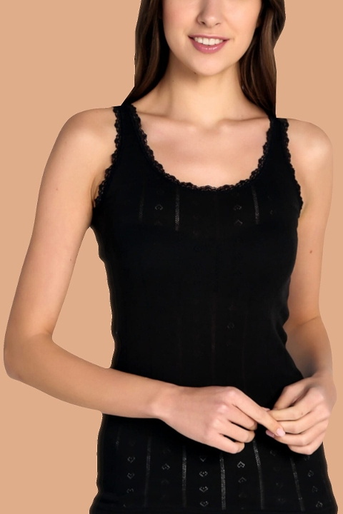 Kalın Askılı Pamuklu Atlet Kadın Tutku 0201 - Siyah