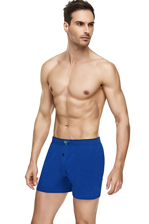 Pamuklu Düz Boxer Esnek Bel Tutku 1101 - Saks Mavi
