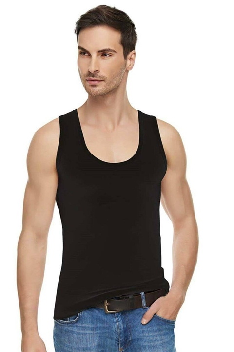 Pamuklu Likralı Uzun Kesim Erkek Atlet Tutku 1304 - Siyah