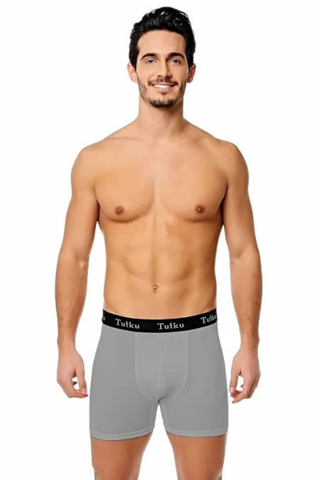 Pamuklu Esnek Bel Lastikli Boxer Tutku 0400 - Gri