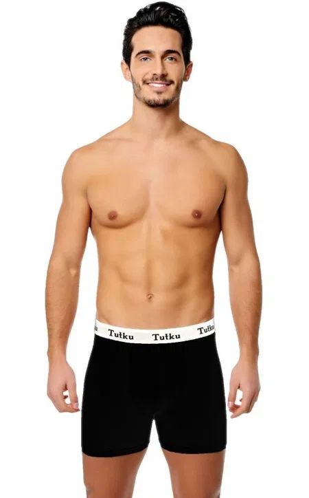 Pamuklu Esnek Bel Lastikli Boxer Tutku 0400 - Siyah