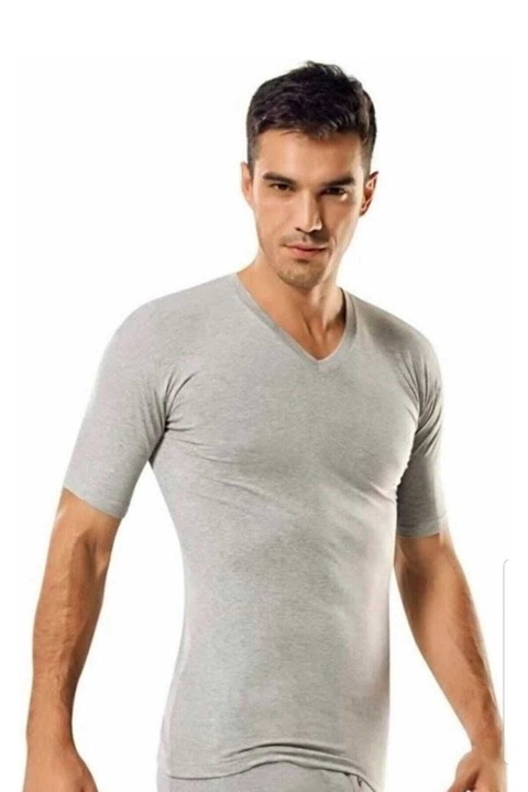 Ribana V Yaka Erkek Atlet Pamuk Siyah Tutku 0107 - Gri