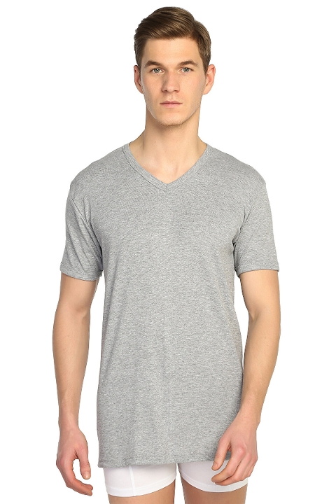 Ribana V Yaka Erkek Atlet Pamuk Siyah Tutku 0107 - Gri