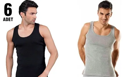 Pamuklu Ribana Askılı Erkek Atlet Tutku 0101-R - Siyah
