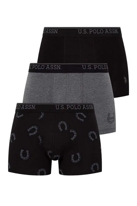 Pamuklu Esnek Bel Lastiği 3 Lü Erkek Boxer Us. POLO Assn. 80304