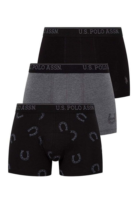 Pamuklu Esnek Bel Lastiği 3 Lü Erkek Boxer Us. POLO Assn. 80304