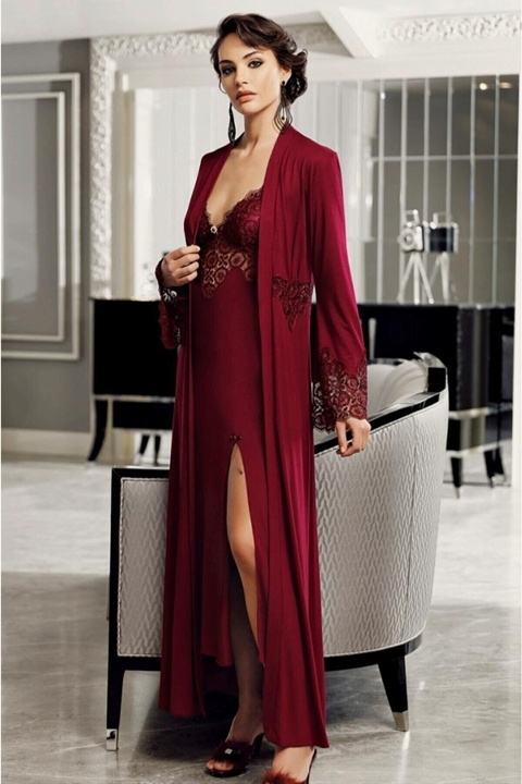 Perin Viskon Microfiber Uzun Gecelik Seti Perin 200 - Görsel 7