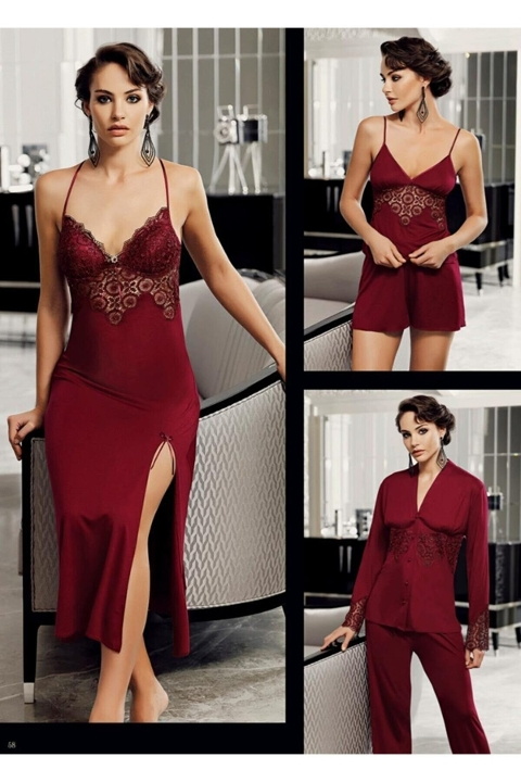 Perin Viskon Microfiber Uzun Gecelik Seti Perin 200 - Görsel 8