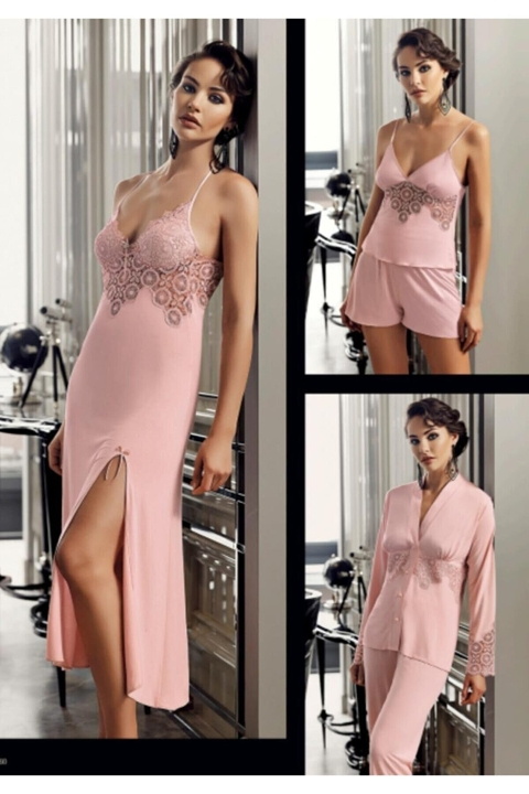 Perin Viskon Microfiber Uzun Gecelik Seti Perin 200 - Görsel 10