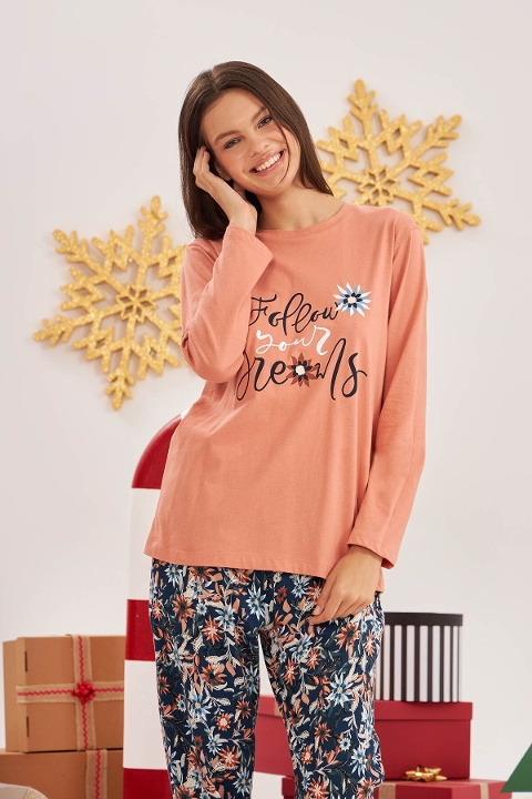 NBB Pamuklu Uzun Kollu Kadın Pijama Takımı NBB 67586