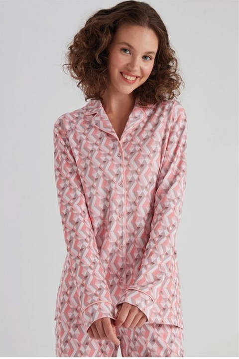 Eros Uzun Kollu Düğmeli Kadın Pijama Takım Eros 31510 - Görsel 3