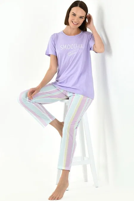 Yeni İnci Viskon Kısa Kollu Pijama Takımı Yeni İnci 1836