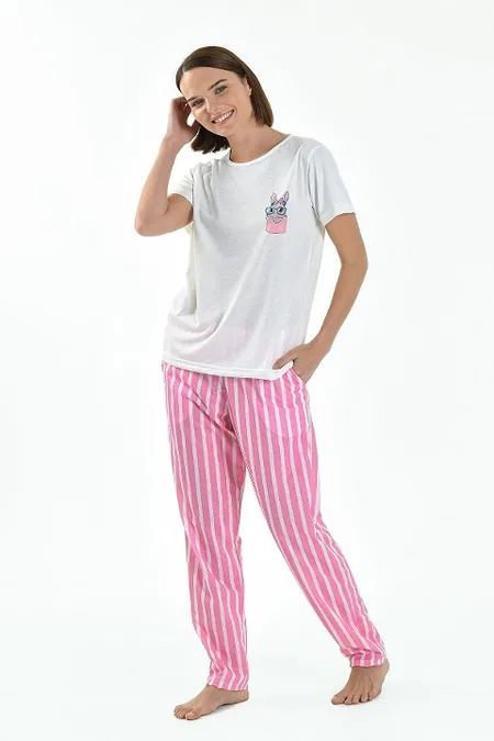 Yeni İnci Viskon Yazlık Kadın Pijama Takımı Yeni İnci 1799 - Görsel 4