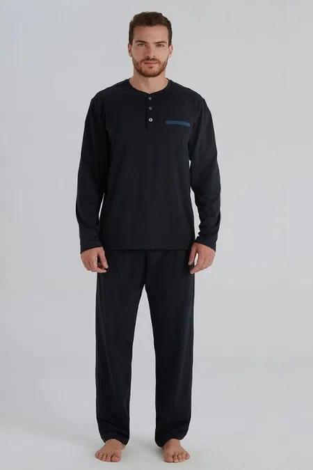 Lacivert Pamuklu Erkek Pijama Takımı Eros 960 - Lacivert
