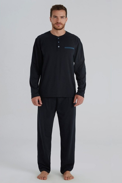 Lacivert Pamuklu Erkek Pijama Takımı Eros 960 - Lacivert
