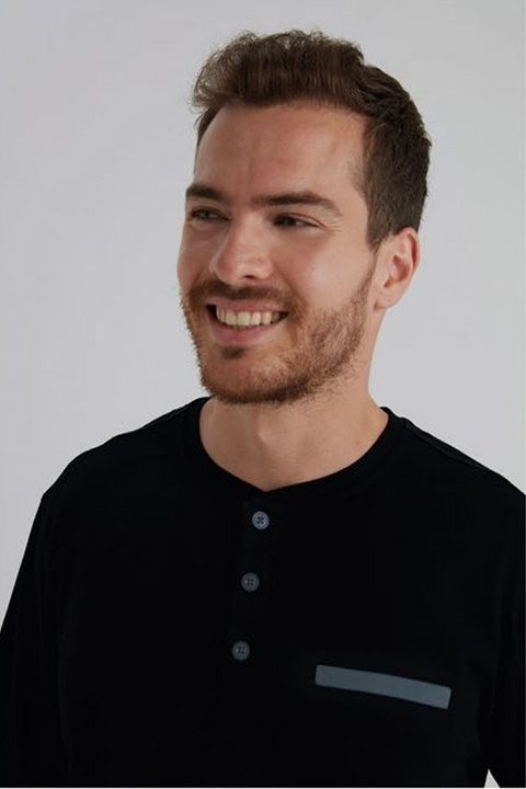 Lacivert Pamuklu Erkek Pijama Takımı Eros 960 - Lacivert