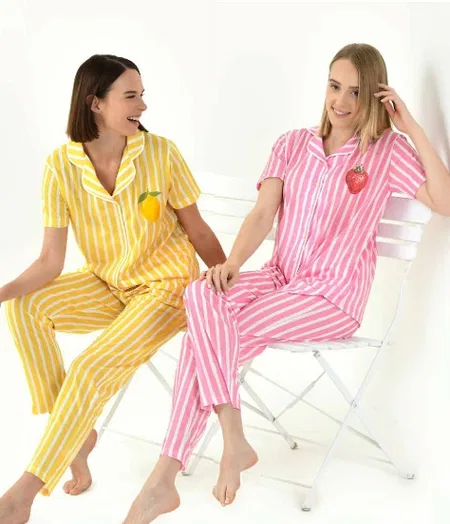 Yeni İnci Yazlık Çizgili Pantolonlu Pijama Takımı Yeni İnci 1848