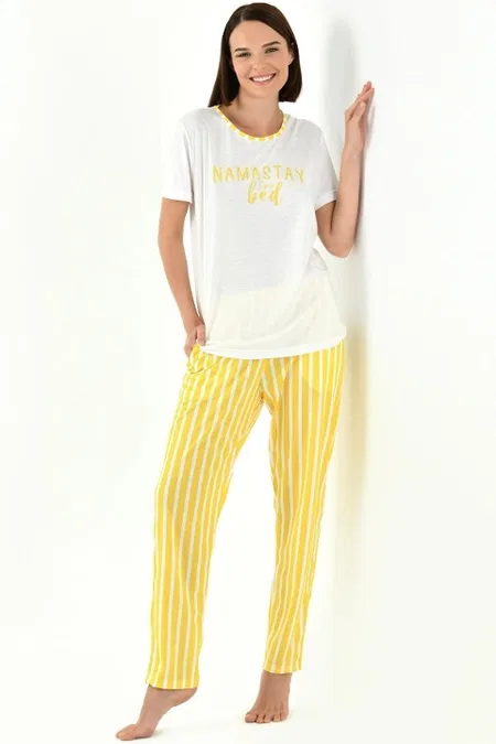 Yeni İnci Yazlık Viskon Kısa Kollu Pijama Takımı Yeni İnci 1849