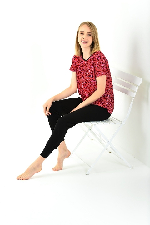 Yeni İnci Yeni İnci Viskon Kadın Pijama Takımı Kısa Kollu Şortlu 1805 - Görsel 3