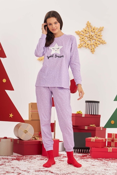 NBB Pamuklu Yıldızlı Kadın Pijama Takımı NBB 67548
