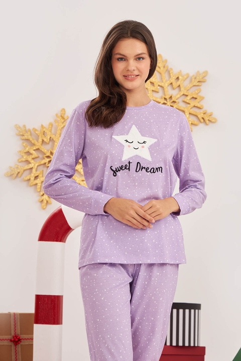 NBB Pamuklu Yıldızlı Kadın Pijama Takımı NBB 67548 - Görsel 2