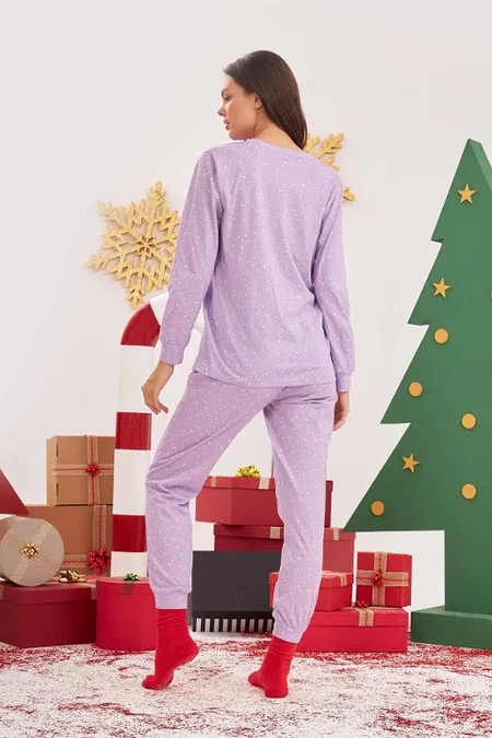 NBB Pamuklu Yıldızlı Kadın Pijama Takımı NBB 67548 - Görsel 3