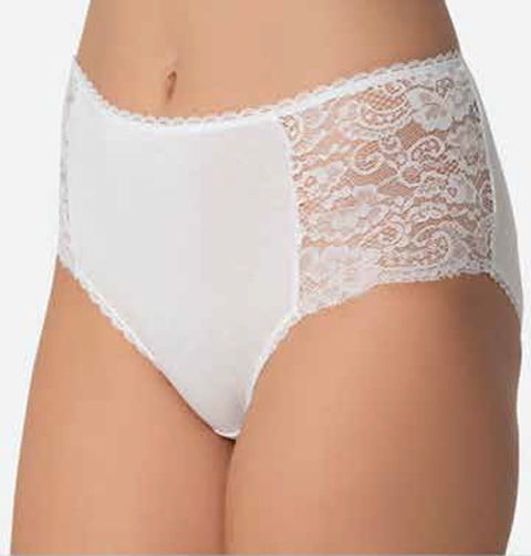 Yüksek Bel Dantelli Modal Külot Siyah İMER 4265 - Beyaz