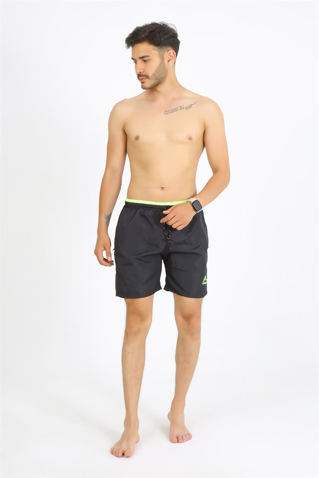 Siyah Cepli Sport Erkek Deniz Şortu Akbeniz 27485 - Siyah