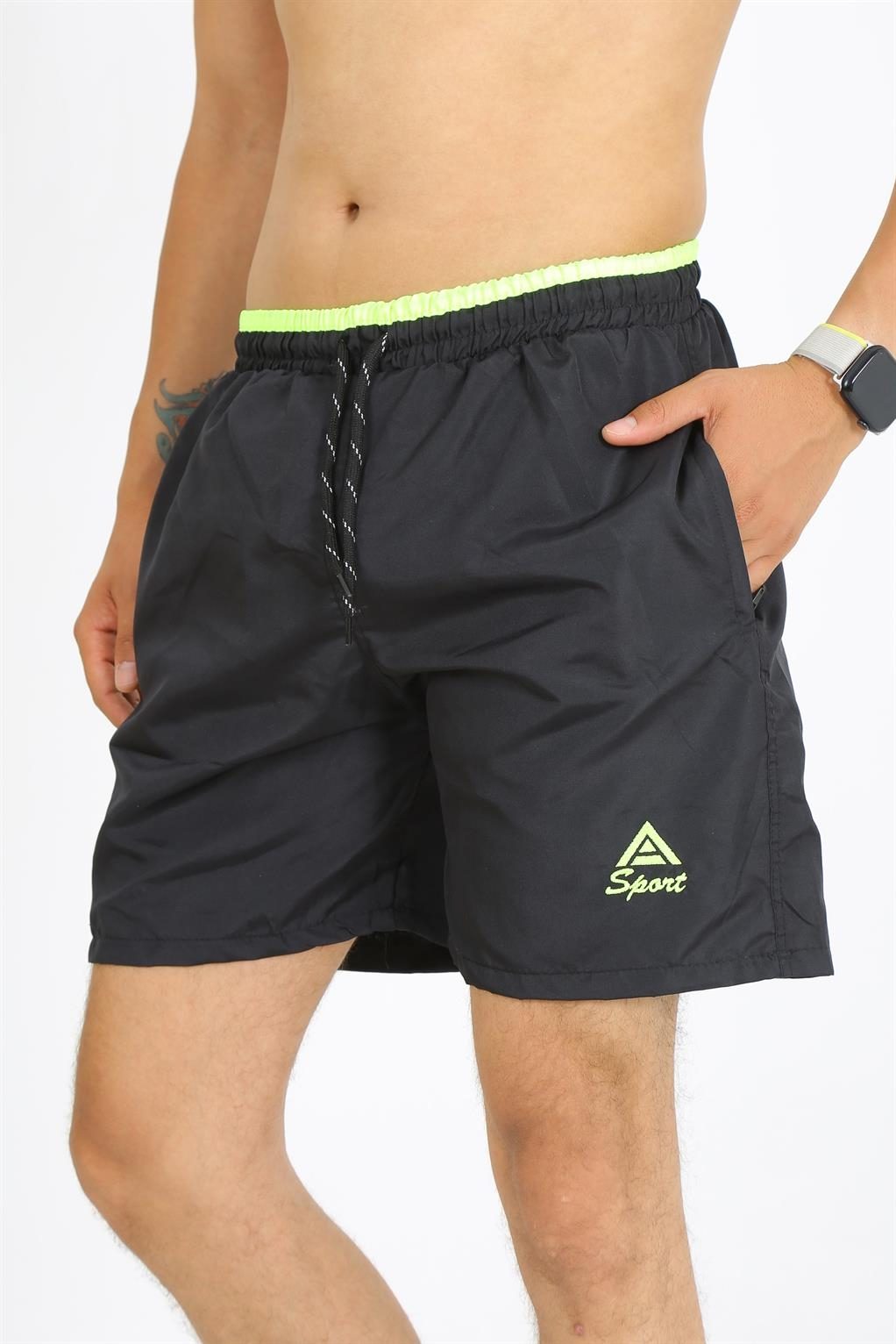 Siyah Cepli Sport Erkek Deniz Şortu Akbeniz 27485 - Siyah