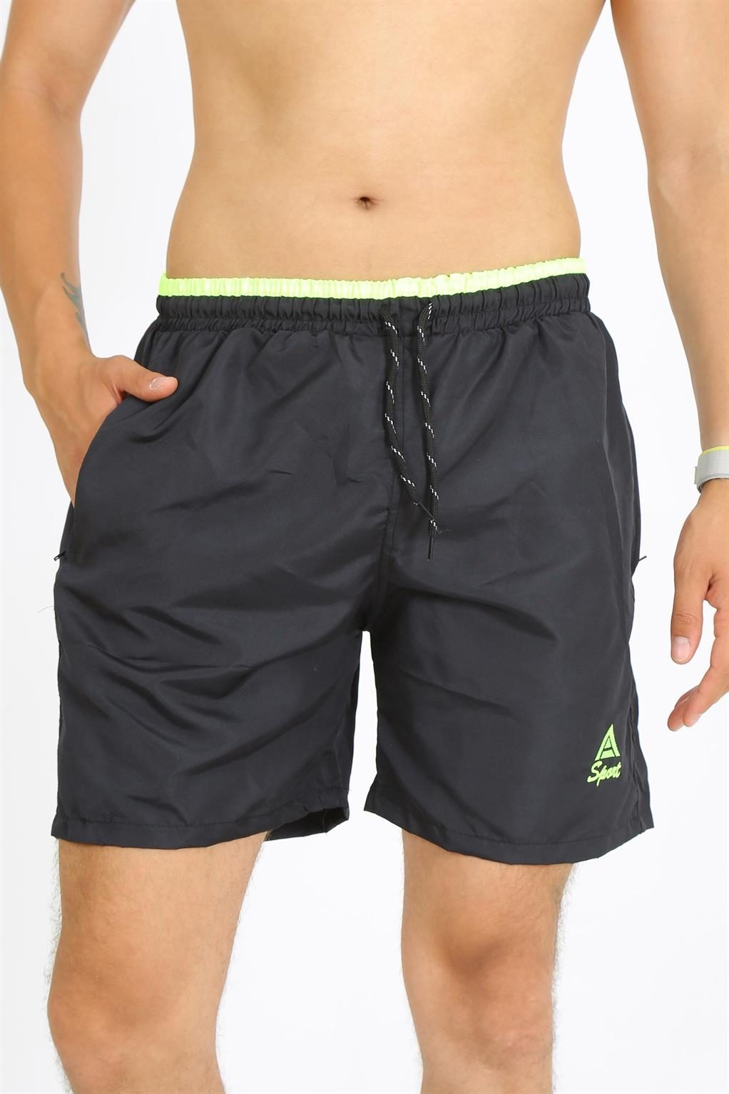 Siyah Cepli Sport Erkek Deniz Şortu Akbeniz 27485 - Siyah