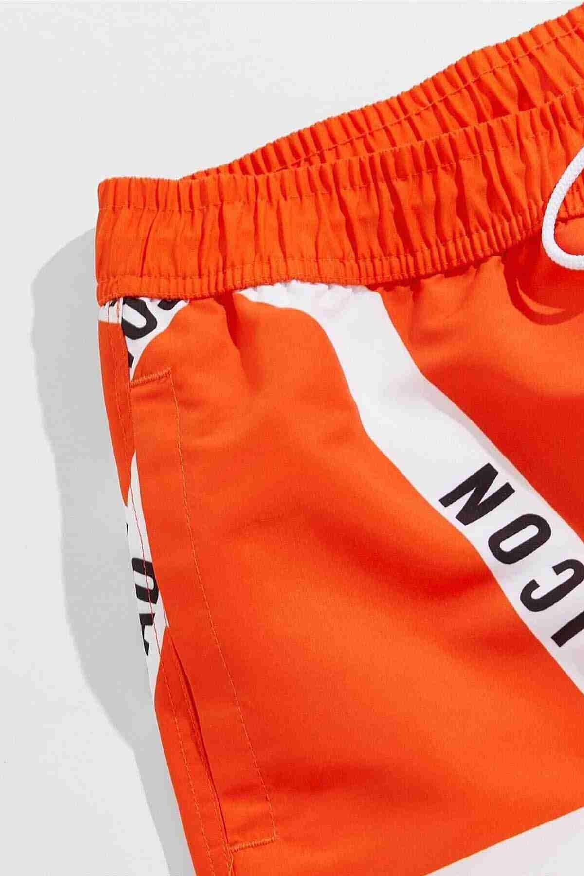 Angelsin Erkek Basic Standart Boy Baskılı Mayo Cepli Deniz Şortu Çok Renkli - Çok Renkli