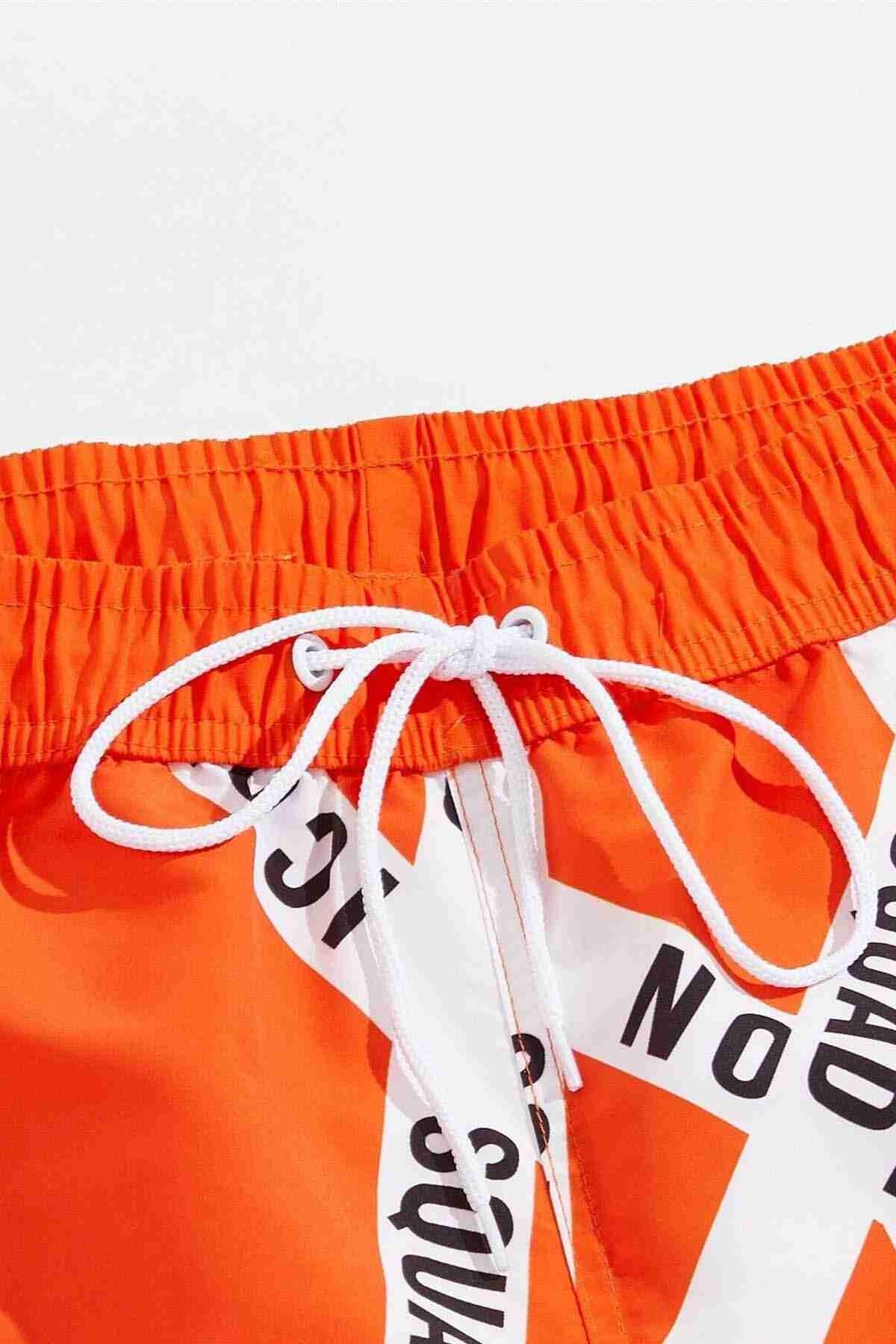 Angelsin Erkek Basic Standart Boy Baskılı Mayo Cepli Deniz Şortu Çok Renkli - Çok Renkli