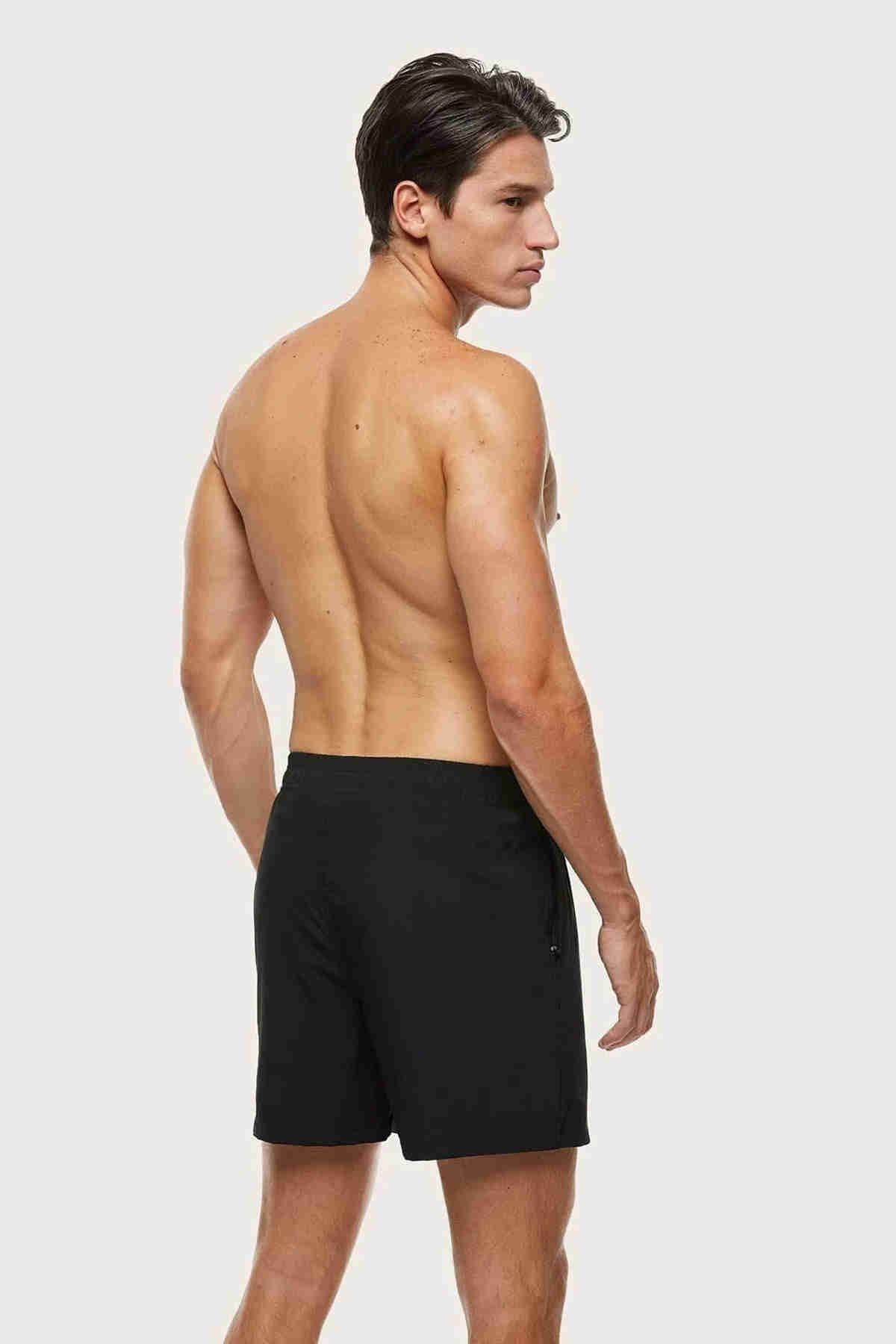 Basic Fermuarlı Cepli Deniz Şortu Siyah Angelsin MS 3407 - Siyah - Siyah