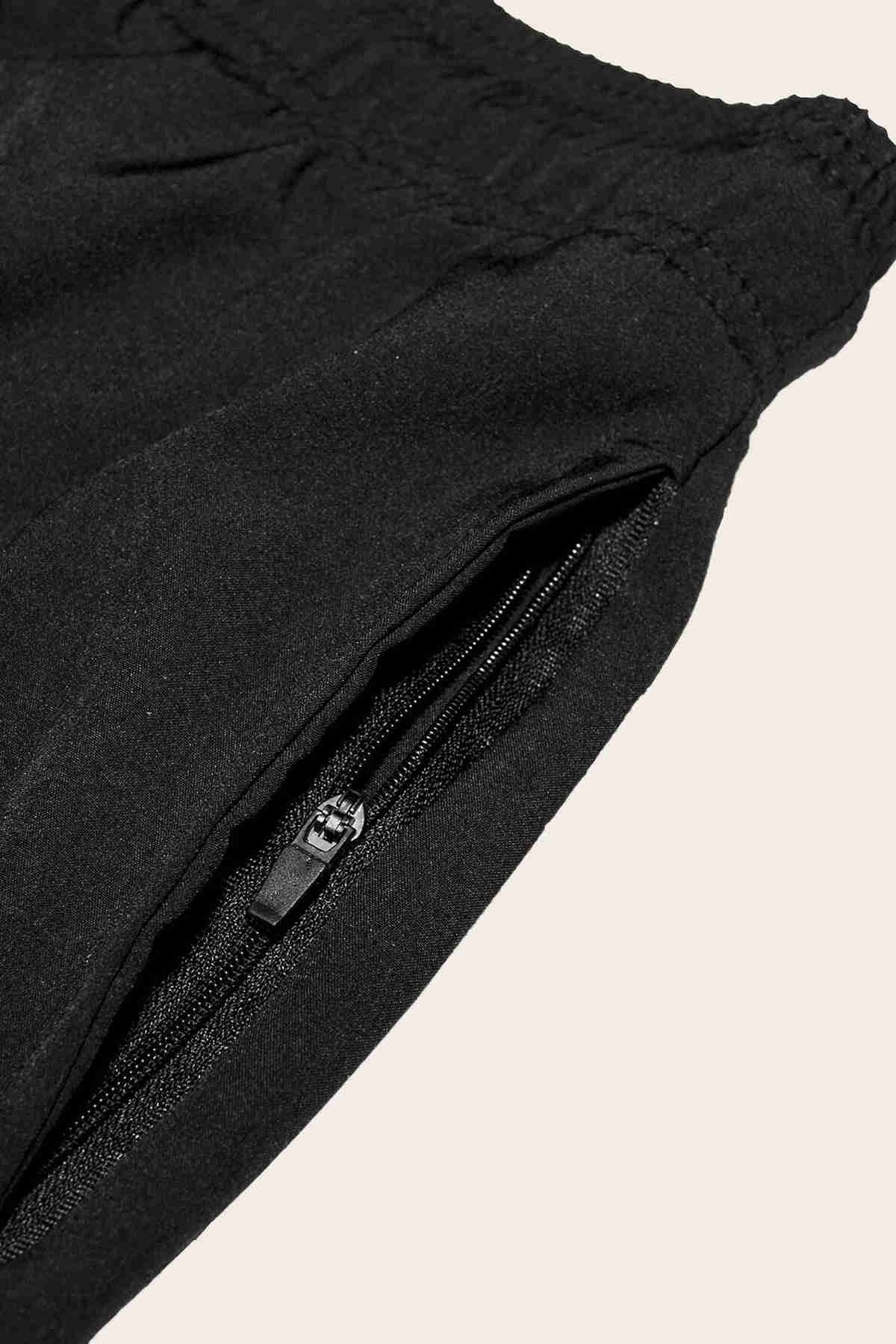 Basic Fermuarlı Cepli Deniz Şortu Siyah Angelsin MS 3407 - Siyah - Siyah