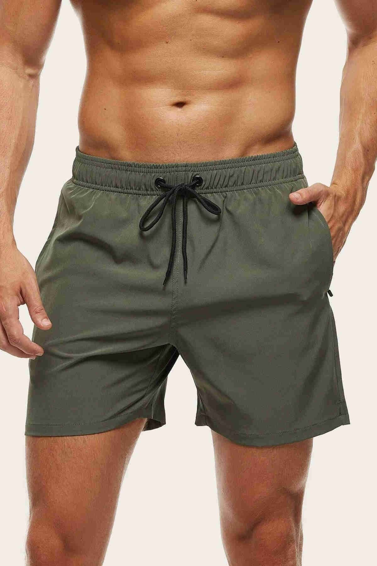 Angelsin Erkek Fermuarlı Cepli Deniz Şortu Angelsin MS 3407 - Yeşil