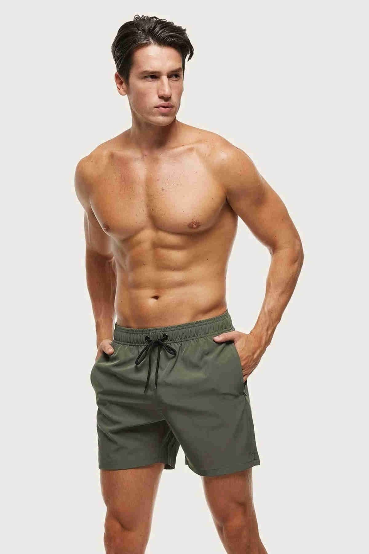 Angelsin Erkek Fermuarlı Cepli Deniz Şortu Angelsin MS 3407 - Yeşil - Görsel 3