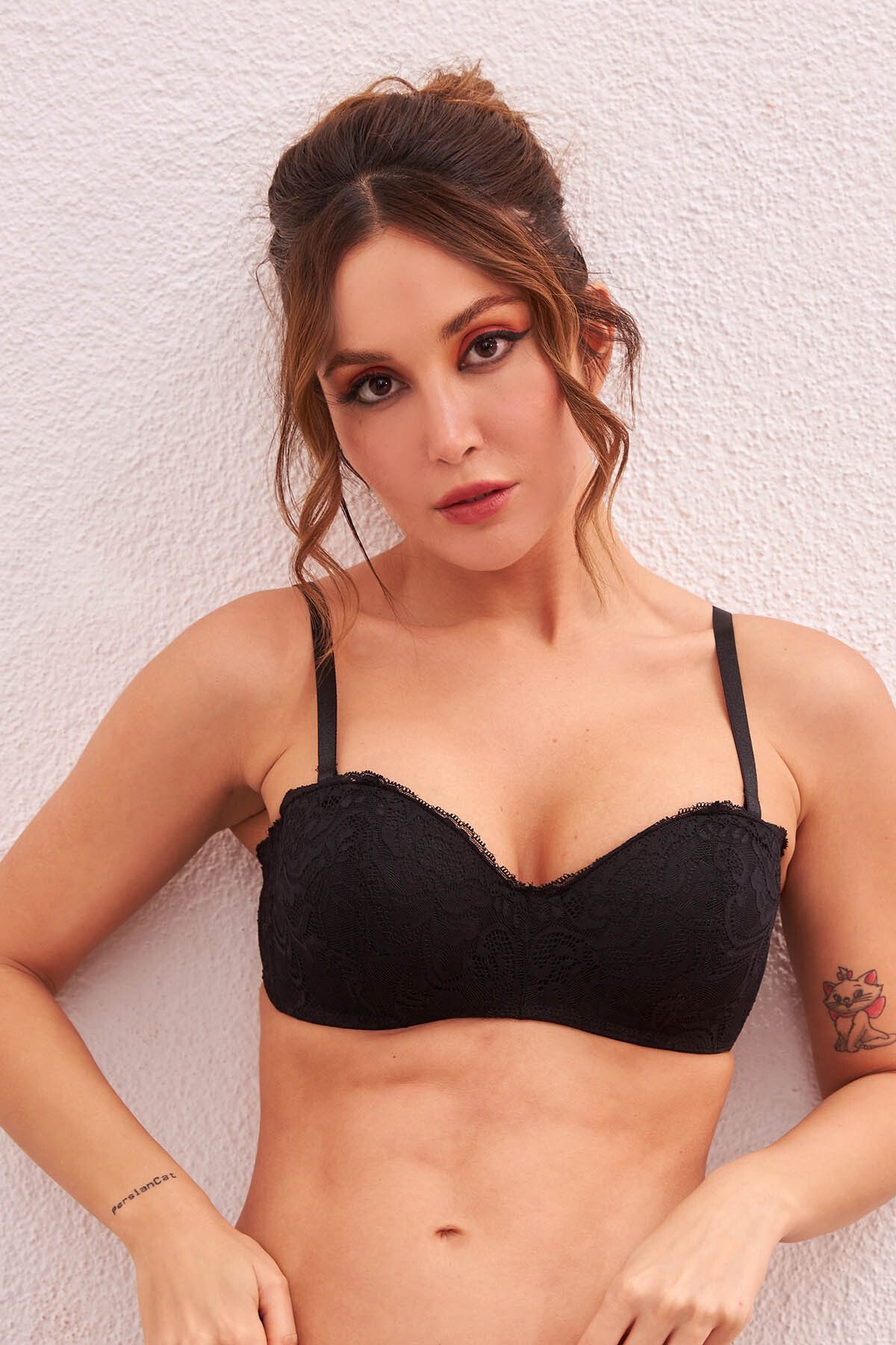 Dantelli Siyah Straplez Sütyen NBB 30007 - Siyah