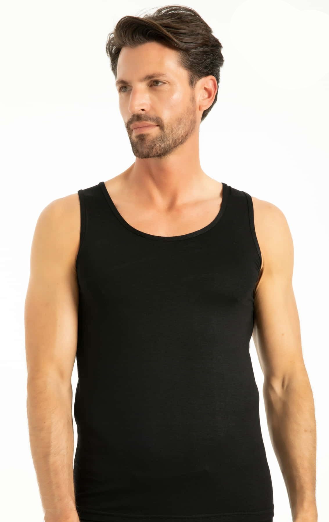 Bambu Elastan Askılı Erkek Atlet Q-En 600 - Siyah