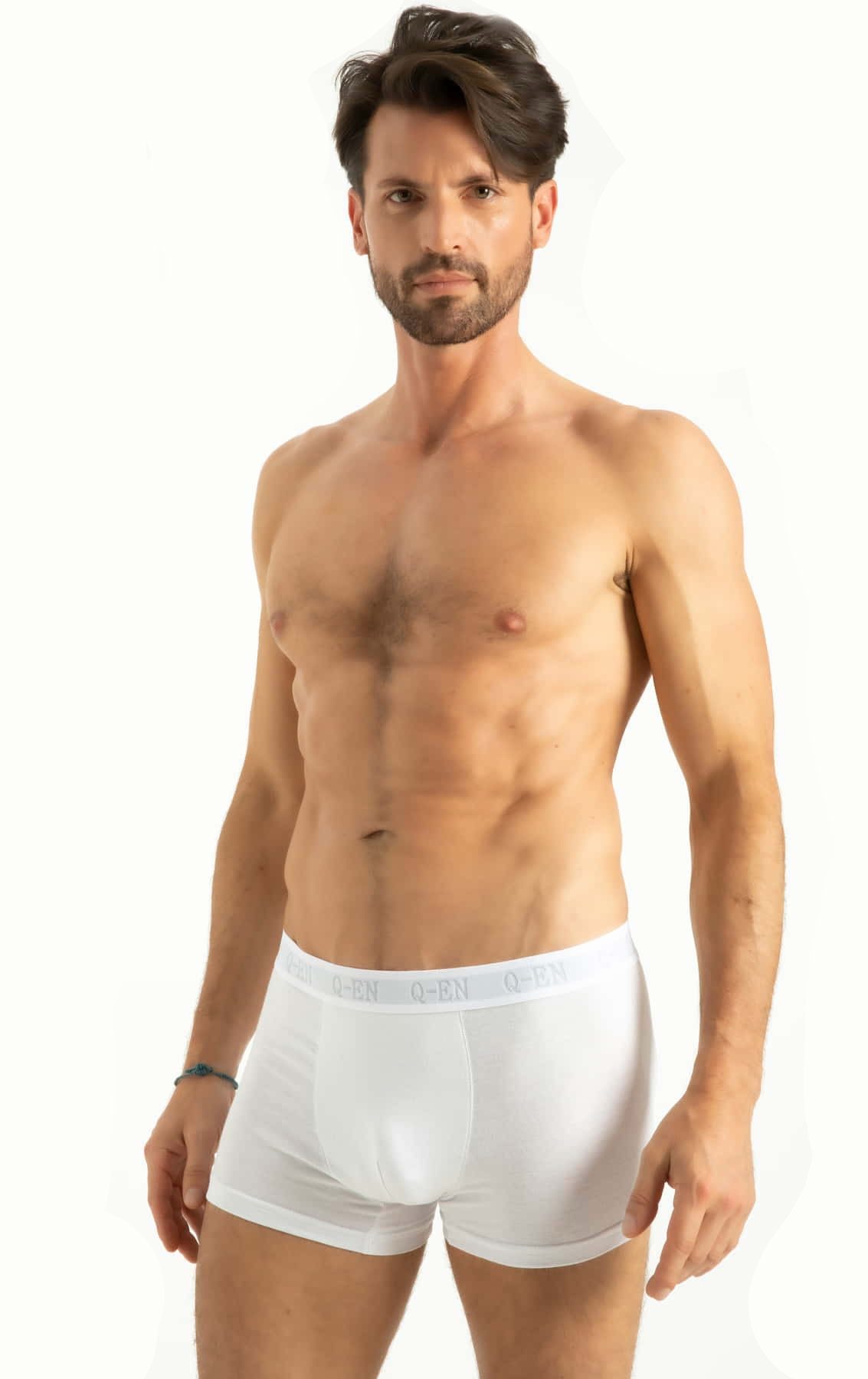 Pamuklu Esnek Bel Boxer Q-En 500 - Beyaz