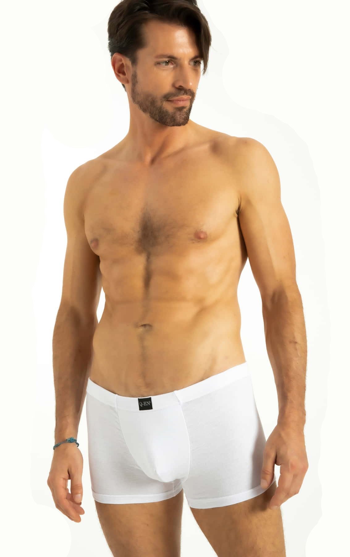 Bambu Elastan Geçme Bel Boxer Q-En 514 - Beyaz