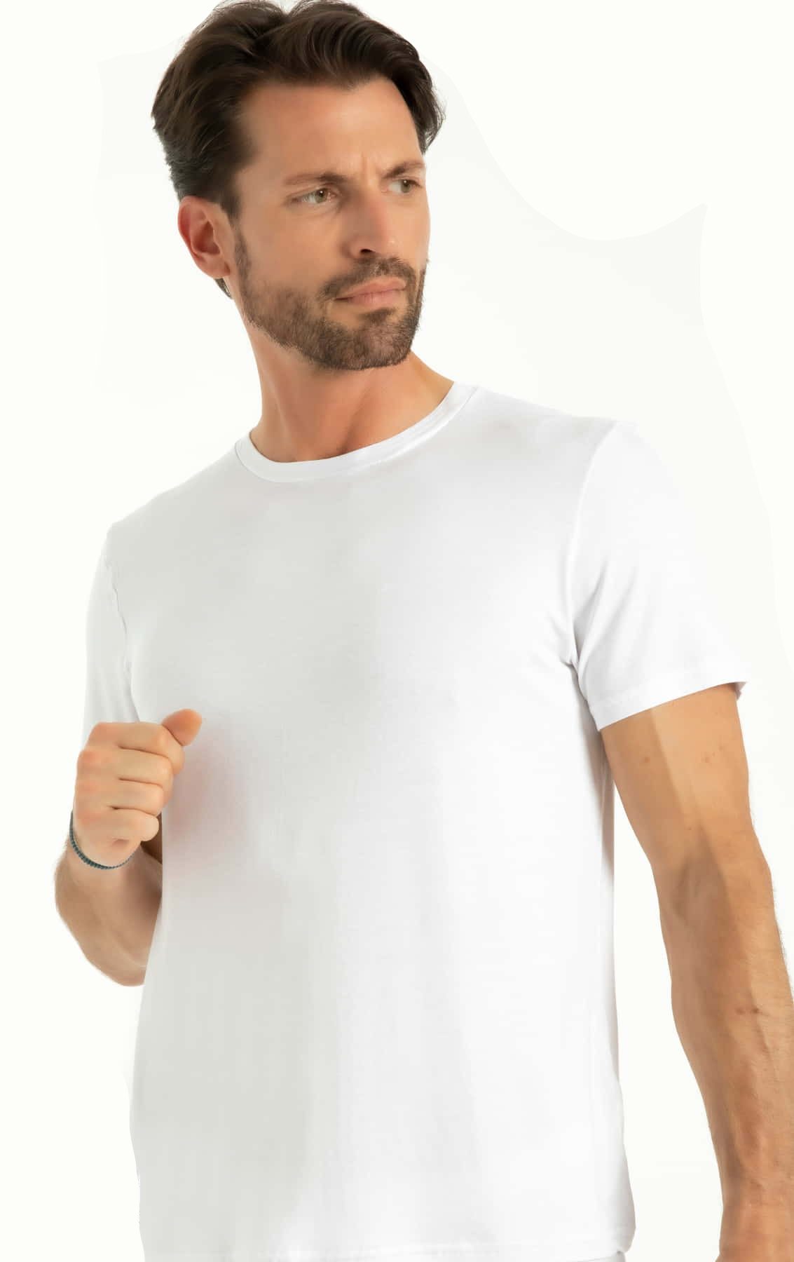 Bambu O Yaka Kısa Kol Fanila Siyah Q-En 602 - Beyaz