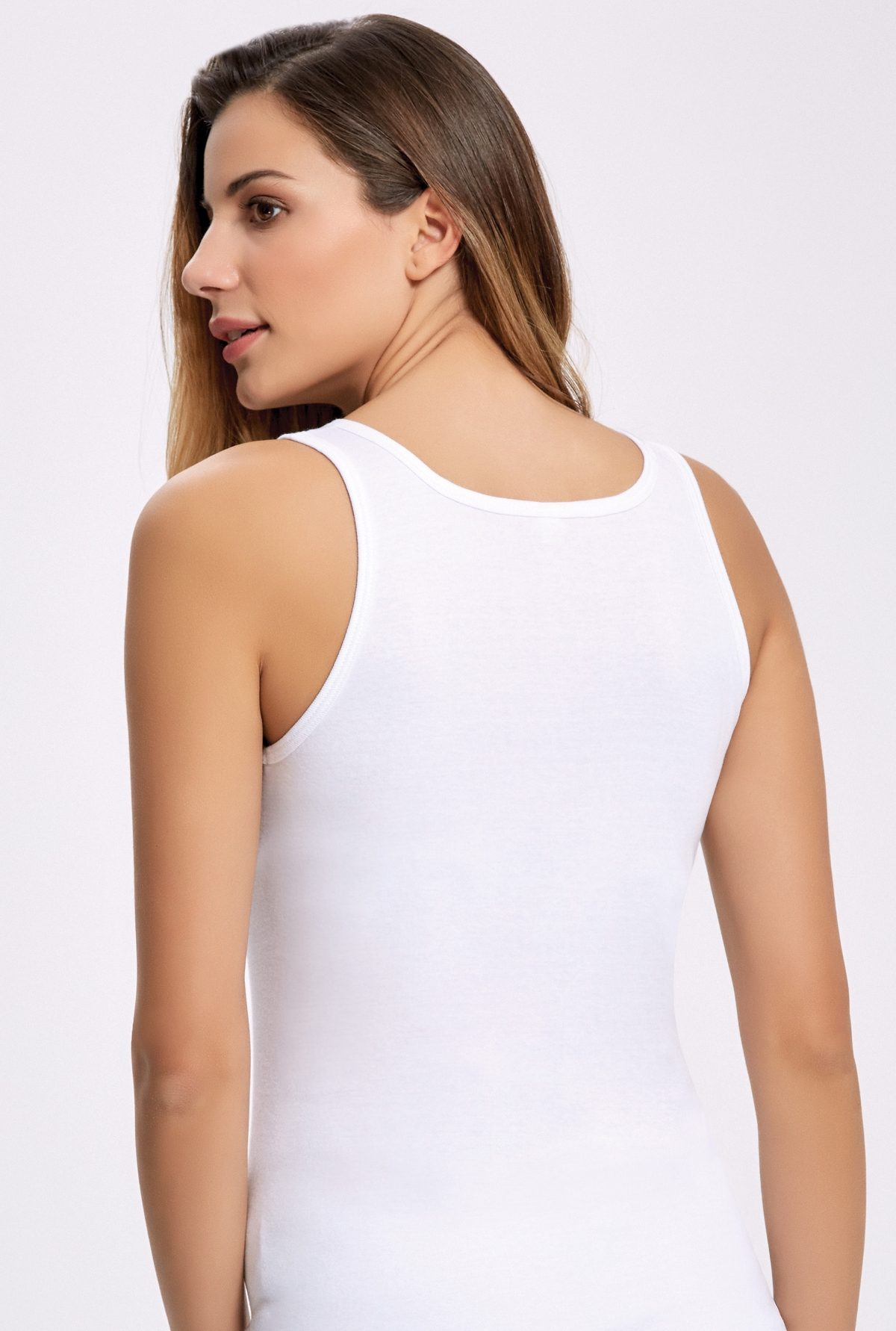 Pamuklu Güpürlü Geniş Askılı Atlet İlke 2206 - Beyaz