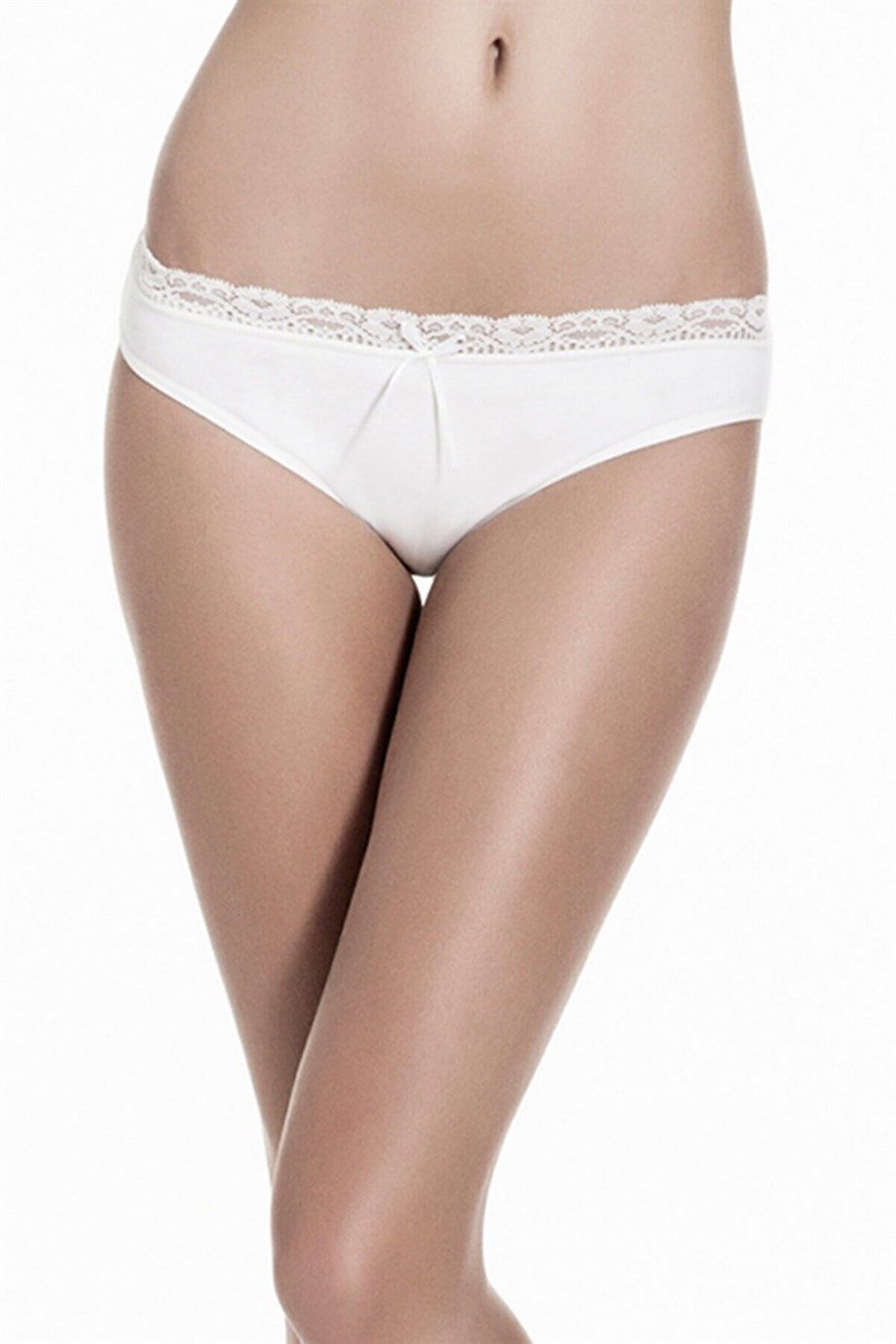 Pamuklu Dantelli Slip Külot Siyah Beyaz Çift Kaplan 615 - Beyaz