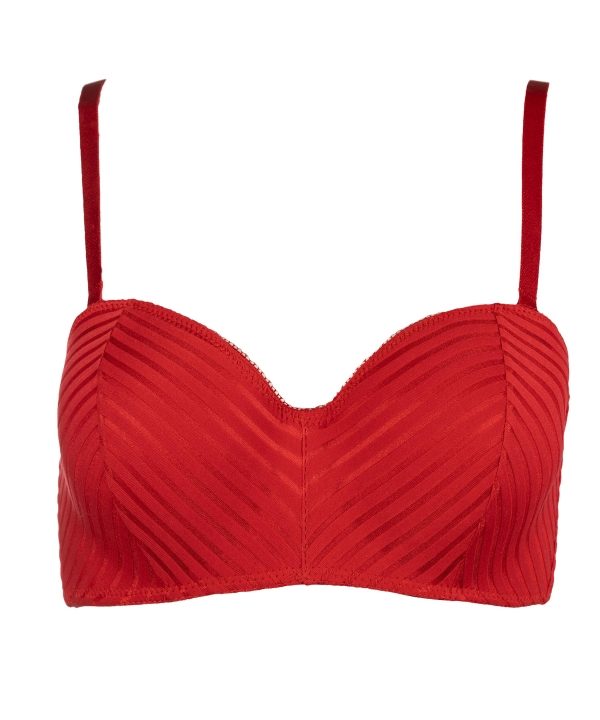 Dantel Detaylı Desteksiz Straplez Sütyen NBB 3001 - Kırmızı