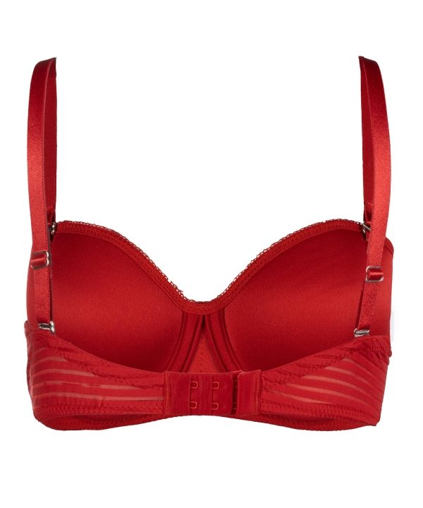 Dantel Detaylı Desteksiz Straplez Sütyen NBB 3001 - Kırmızı