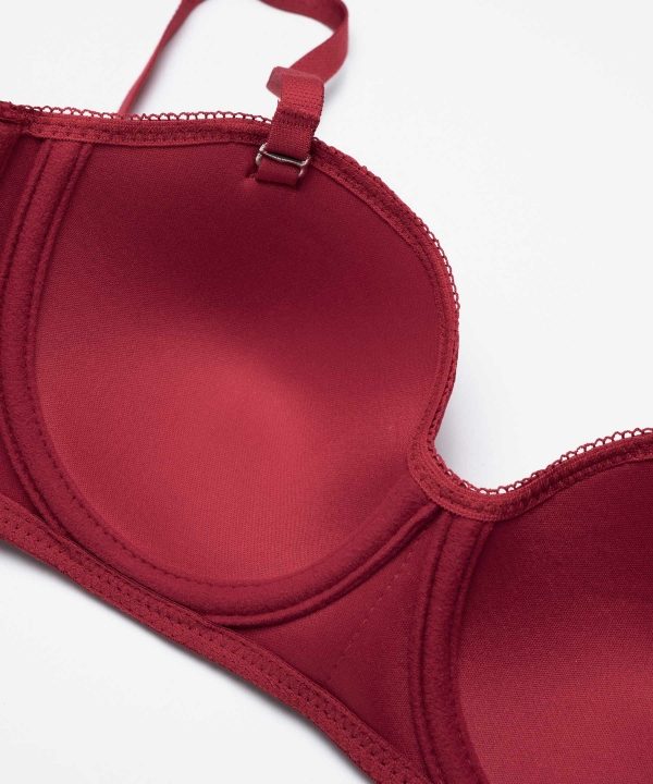 Dantel Detaylı Desteksiz Straplez Sütyen NBB 3001 - Bordo